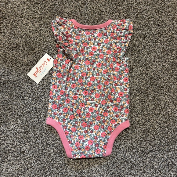 NEW! NWT Baby Girl Old Navy Pink & Floral Baby Onesies Spring 3-6mo Set of 2 Lot - Picture 6 of 10